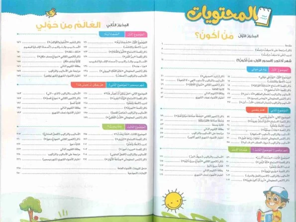 صورة لفهرس كتاب الأضواء للصف الثاني الابتدائي لغة عربية للعام 2024-2025 ترم أول